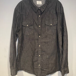 Mutual Weave Shirt Men's XL Chambray Rock Minimalist Gothic Grunge Cowgirls